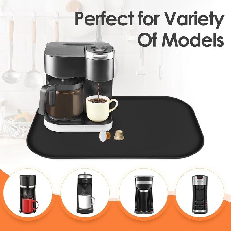 TOHONFOO Silicone Coffee Maker Mat with Lip, 24'' x 16'' Heavy Duty Coffee Maker Mat for Countertops, Coffee Tray Fit Under Coffee Machine Appliance Automatic Machines Espresso Accessory, Black - Image 5